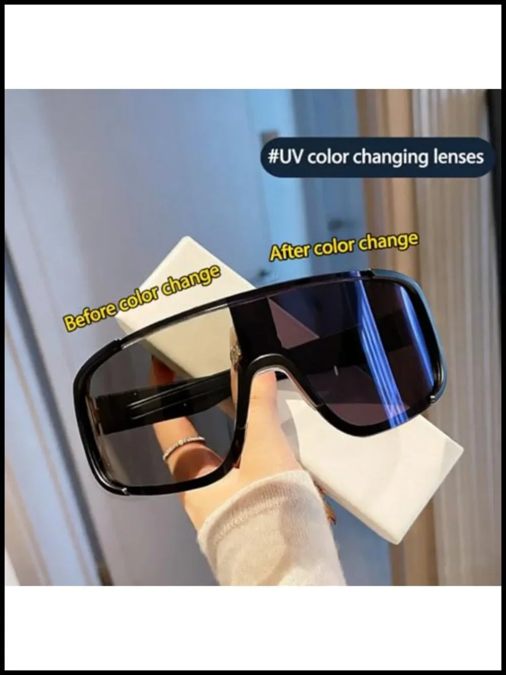 Oversized Shield Wrap Around Sports Sunglasses UV400 Photochromic